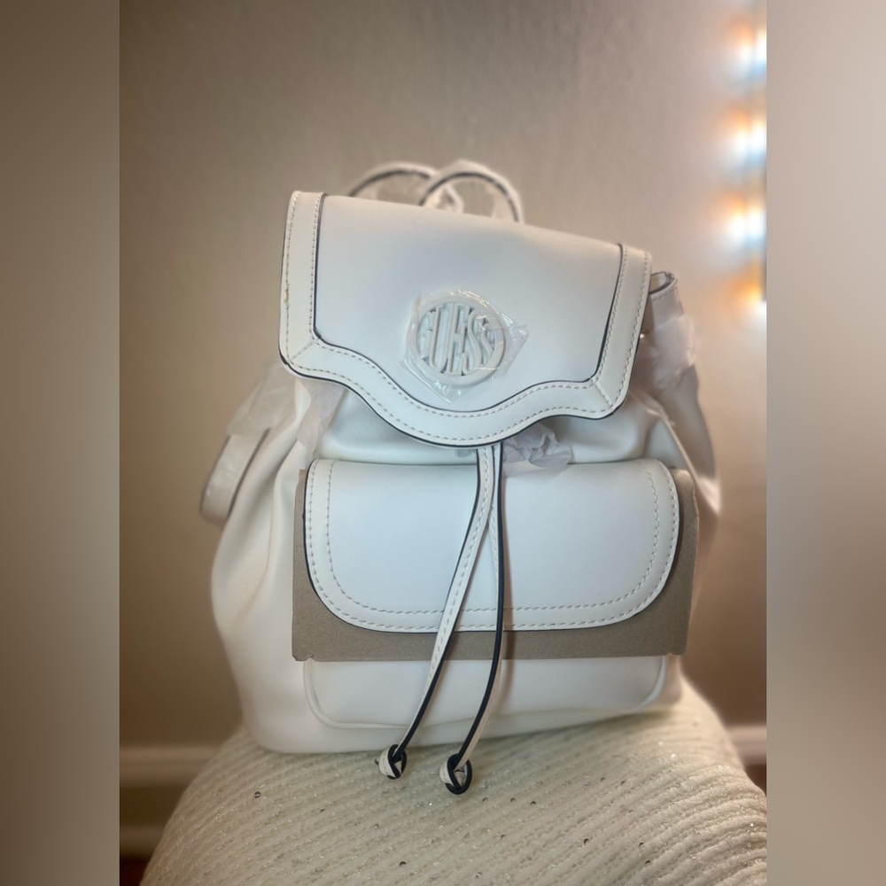 Faux Leather White GUESS Backpack